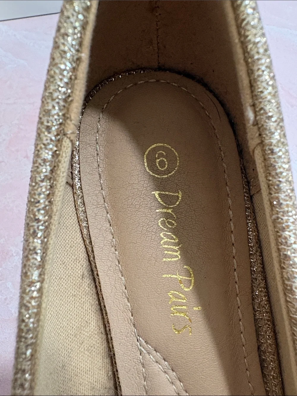 Dream Pairs Gold Glitter Pointed-Toe Pumps